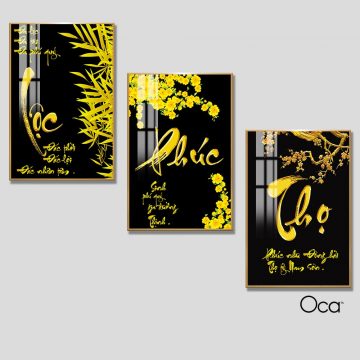 Phúc - Lộc - Thọ | Bộ 3 tranh treo cầu thang | Mã T0360 | Oca