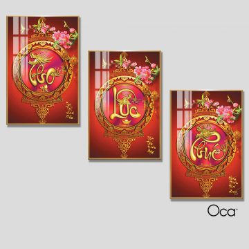Phúc - Lộc - Thọ | Bộ 3 tranh treo cầu thang | Mã T0361 | Oca