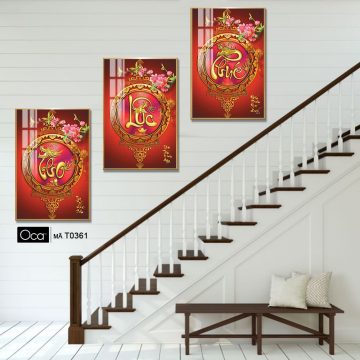 Alternative view of Phúc - Lộc - Thọ | Bộ 3 tranh treo cầu thang | Mã T0361 | Oca