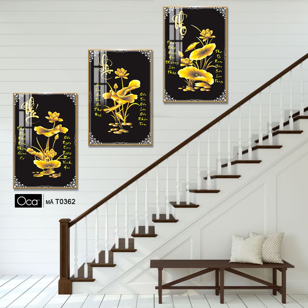 Phúc - Lộc - Thọ | Bộ 3 tranh treo cầu thang | Mã T0362 | Oca - Ảnh 2