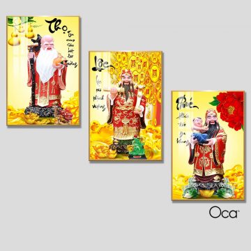 Phúc - Lộc - Thọ | Bộ 3 tranh treo cầu thang | Mã T0365 | Oca