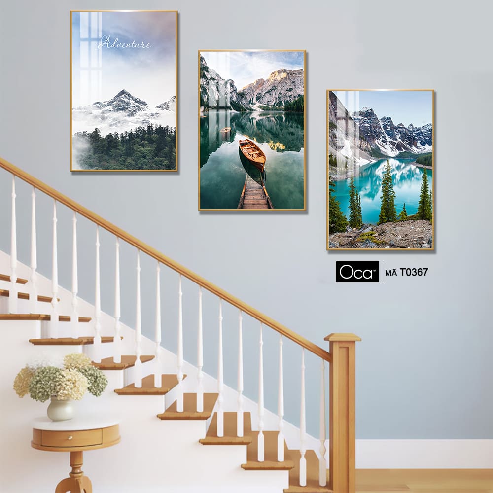 Núi rừng châu âu | Bộ 3 tranh treo cầu thang | Mã T0367 | Oca - Ảnh 4