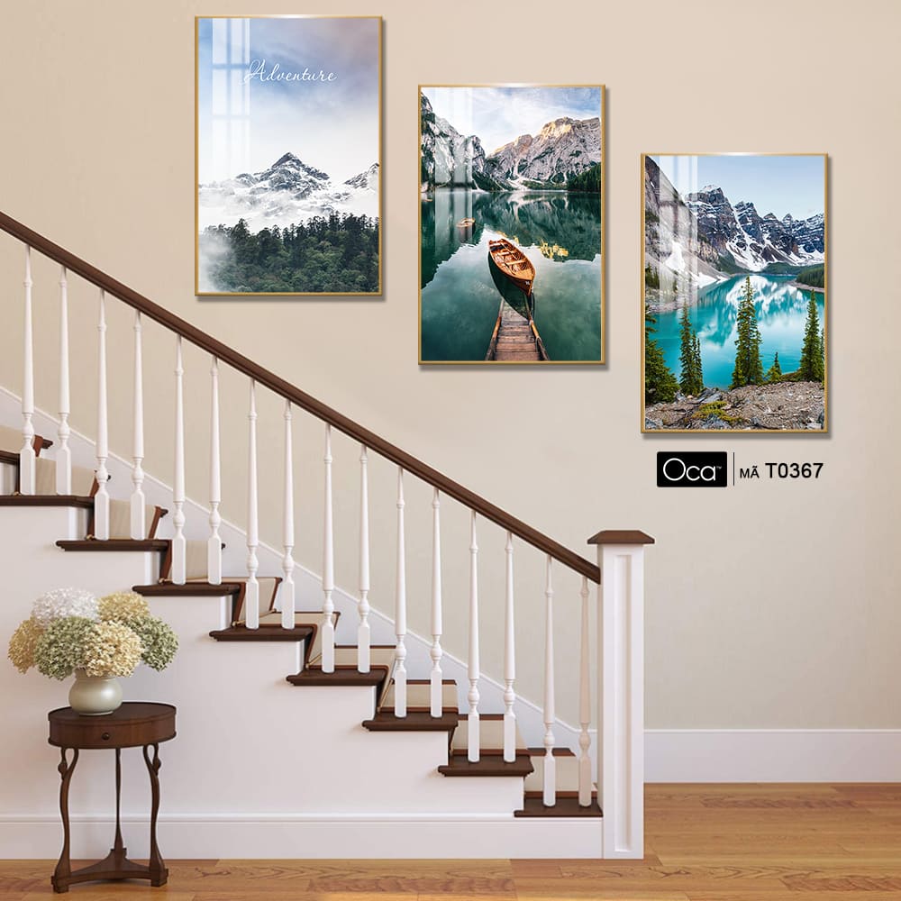 Núi rừng châu âu | Bộ 3 tranh treo cầu thang | Mã T0367 | Oca - Ảnh 3