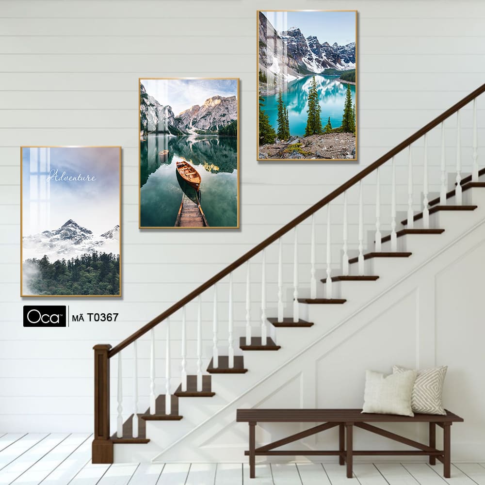 Núi rừng châu âu | Bộ 3 tranh treo cầu thang | Mã T0367 | Oca - Ảnh 2