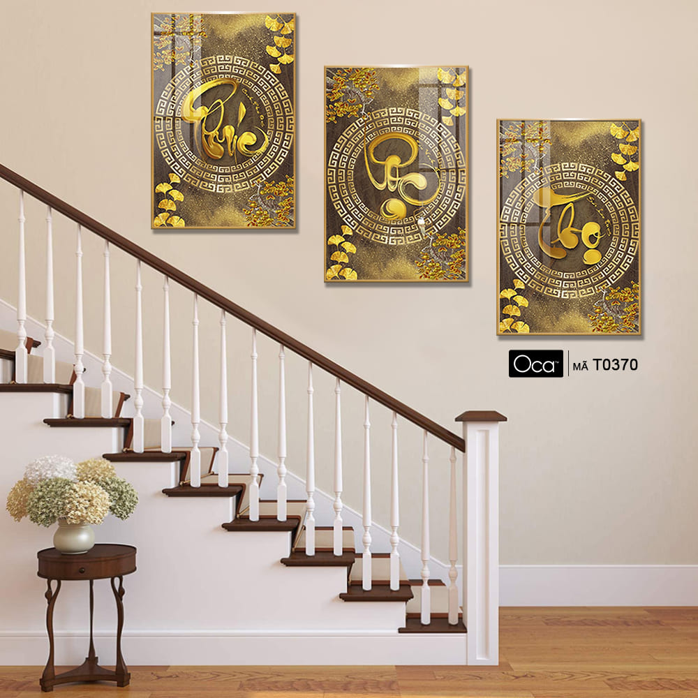 Phúc - Lộc - Thọ | Bộ 3 tranh treo cầu thang | Mã T0370 | Oca - Ảnh 3