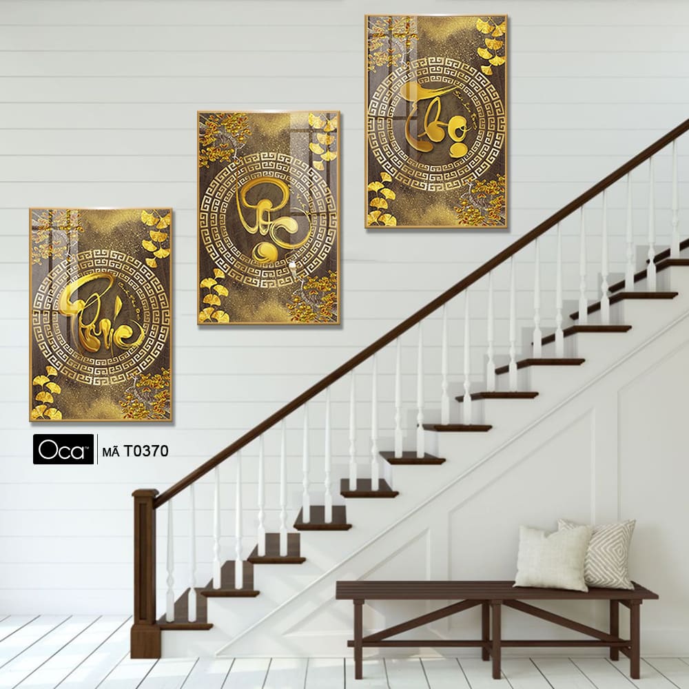 Phúc - Lộc - Thọ | Bộ 3 tranh treo cầu thang | Mã T0370 | Oca - Ảnh 2