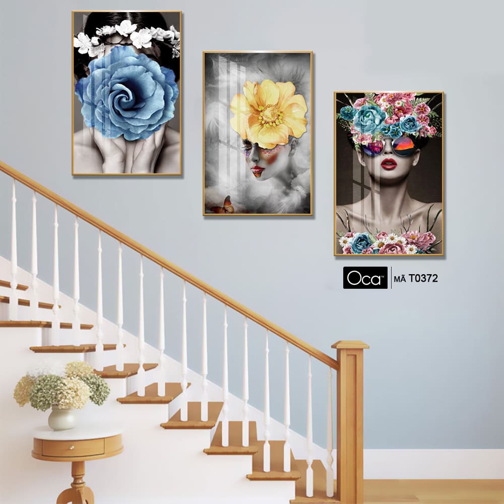 Cô gái nghệ thuật | Bộ 3 tranh treo cầu thang | Mã T0372 | Oca - Ảnh 2