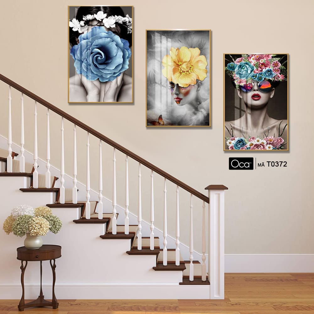 Cô gái nghệ thuật | Bộ 3 tranh treo cầu thang | Mã T0372 | Oca - Ảnh 3