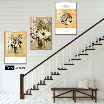 Alternative view of Bình hoa mộc lan | Bộ 3 tranh treo cầu thang | Mã T0376 | Oca