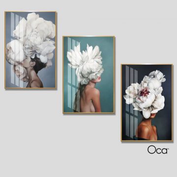Cô gái nghệ thuật | Bộ 3 tranh treo cầu thang | Mã T0378 | Oca