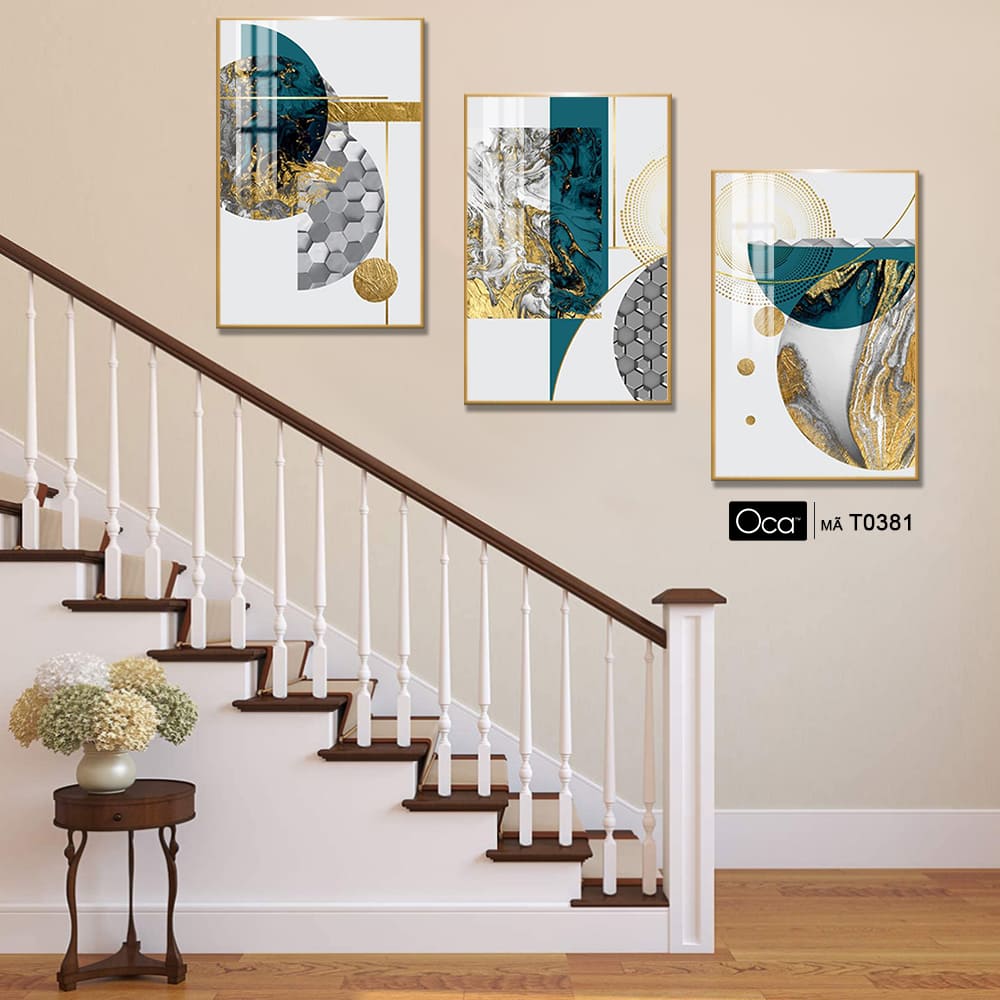 Tranh trừu tượng | Bộ 3 tranh treo cầu thang | Mã T0381 | Oca - Ảnh 3