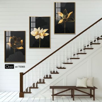 Alternative view of Hoa sen nghệ thuật | Bộ 3 tranh treo cầu thang | Mã T0383 | Oca
