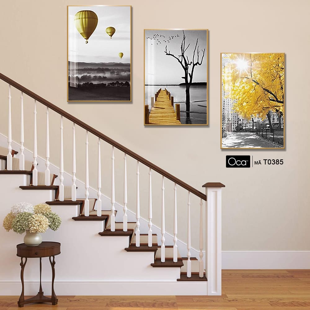 Mùa thu | Bộ 3 tranh treo cầu thang | Mã T0385 | Oca - Ảnh 3