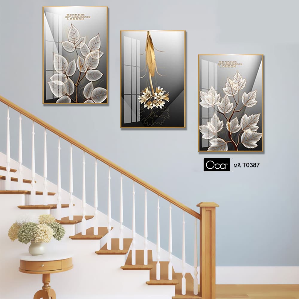 Hoa nghệ thuật | Bộ 3 tranh treo cầu thang | Mã T0387 | Oca - Ảnh 3