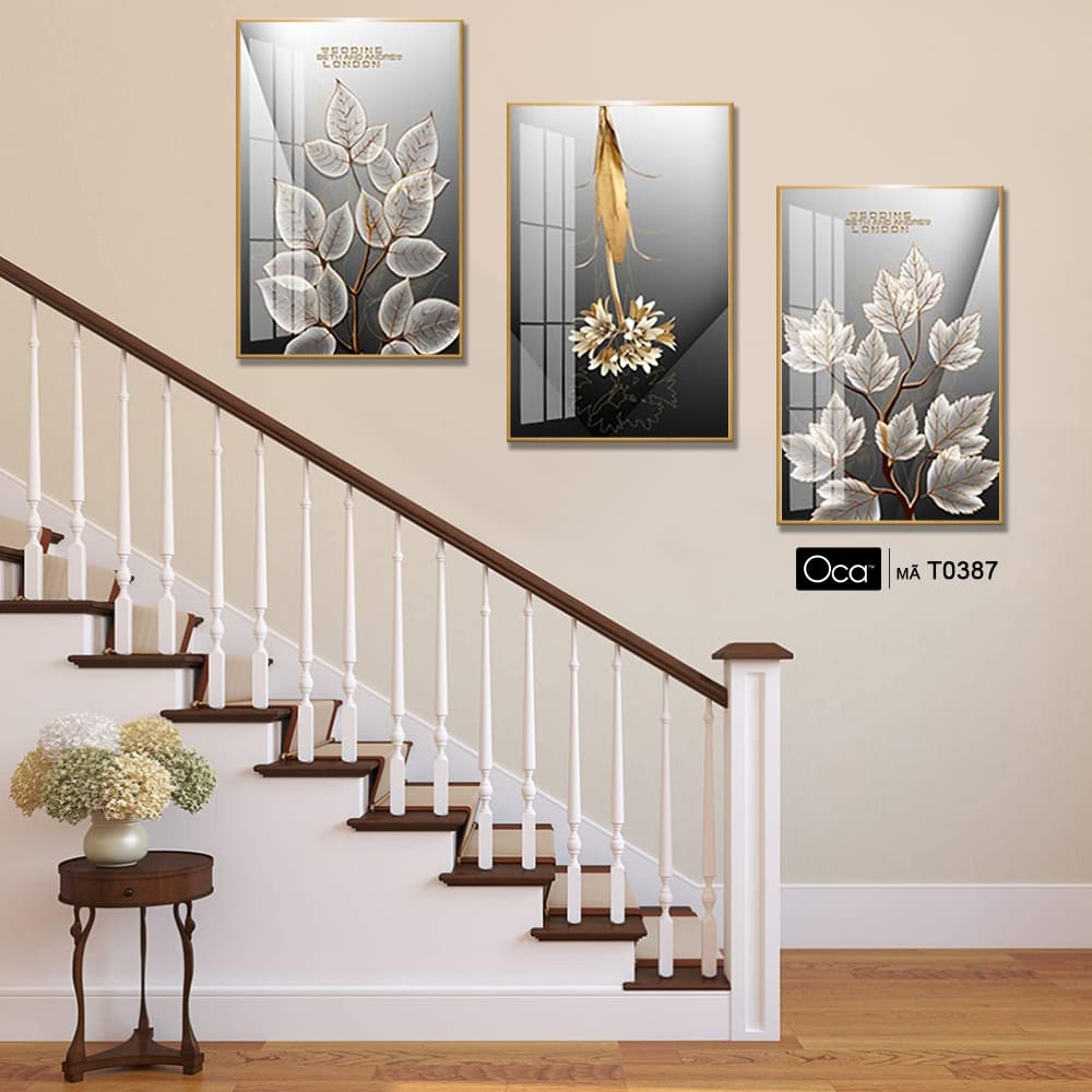 Hoa nghệ thuật | Bộ 3 tranh treo cầu thang | Mã T0387 | Oca - Ảnh 4