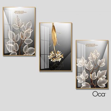 Hoa nghệ thuật | Bộ 3 tranh treo cầu thang | Mã T0387 | Oca