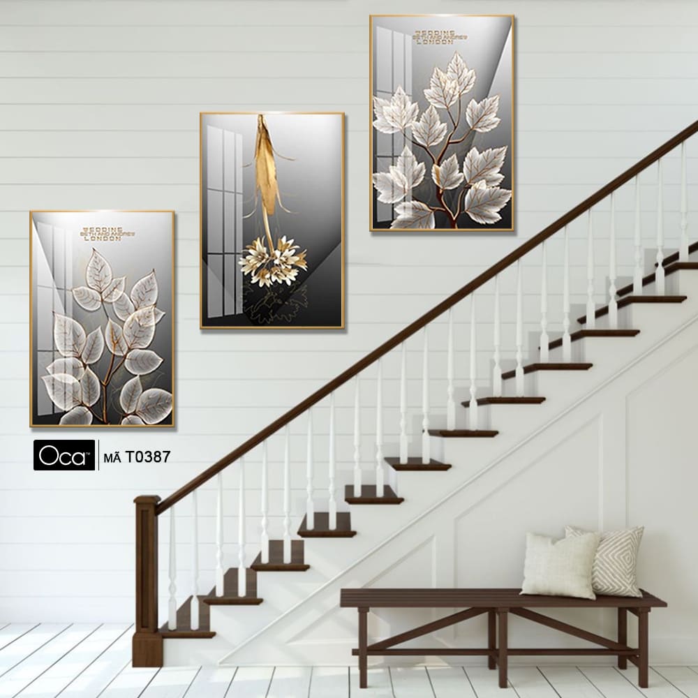 Hoa nghệ thuật | Bộ 3 tranh treo cầu thang | Mã T0387 | Oca - Ảnh 2