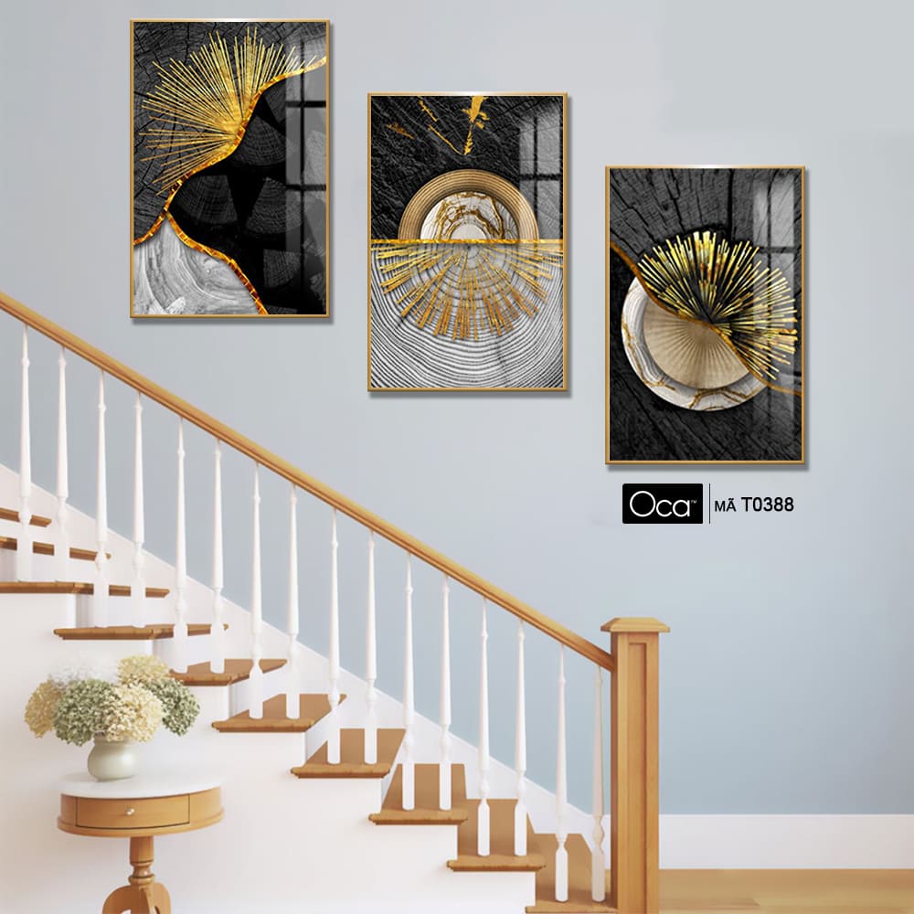Tranh trừu tượng | Bộ 3 tranh treo cầu thang | Mã T0388 | Oca - Ảnh 3