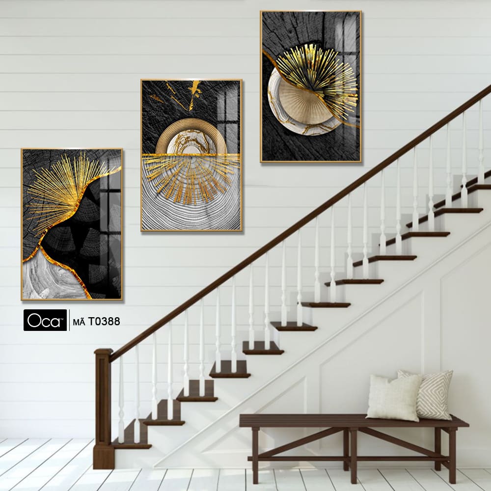 Tranh trừu tượng | Bộ 3 tranh treo cầu thang | Mã T0388 | Oca - Ảnh 2