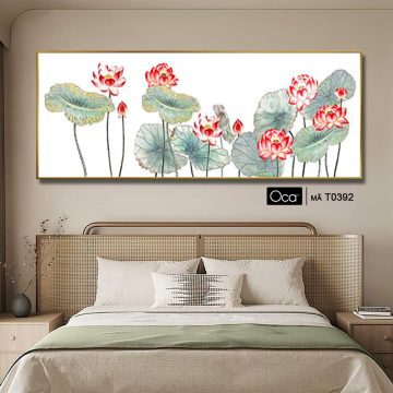 Alternative view of Hoa sen hồng | Tranh KHUNG NHÔM cao cấp | Treo phòng ngủ | Mã T0392 | Oca