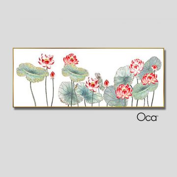 Hoa sen hồng | Tranh KHUNG NHÔM cao cấp | Treo phòng ngủ | Mã T0392 | Oca