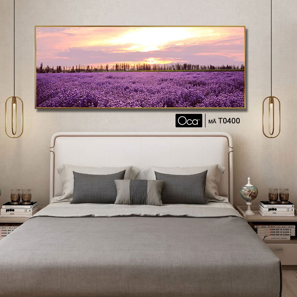 Cánh đồng hoa lavender | Tranh KHUNG NHÔM cao cấp | Treo phòng ngủ | Mã T0400 | OCa - Ảnh 4