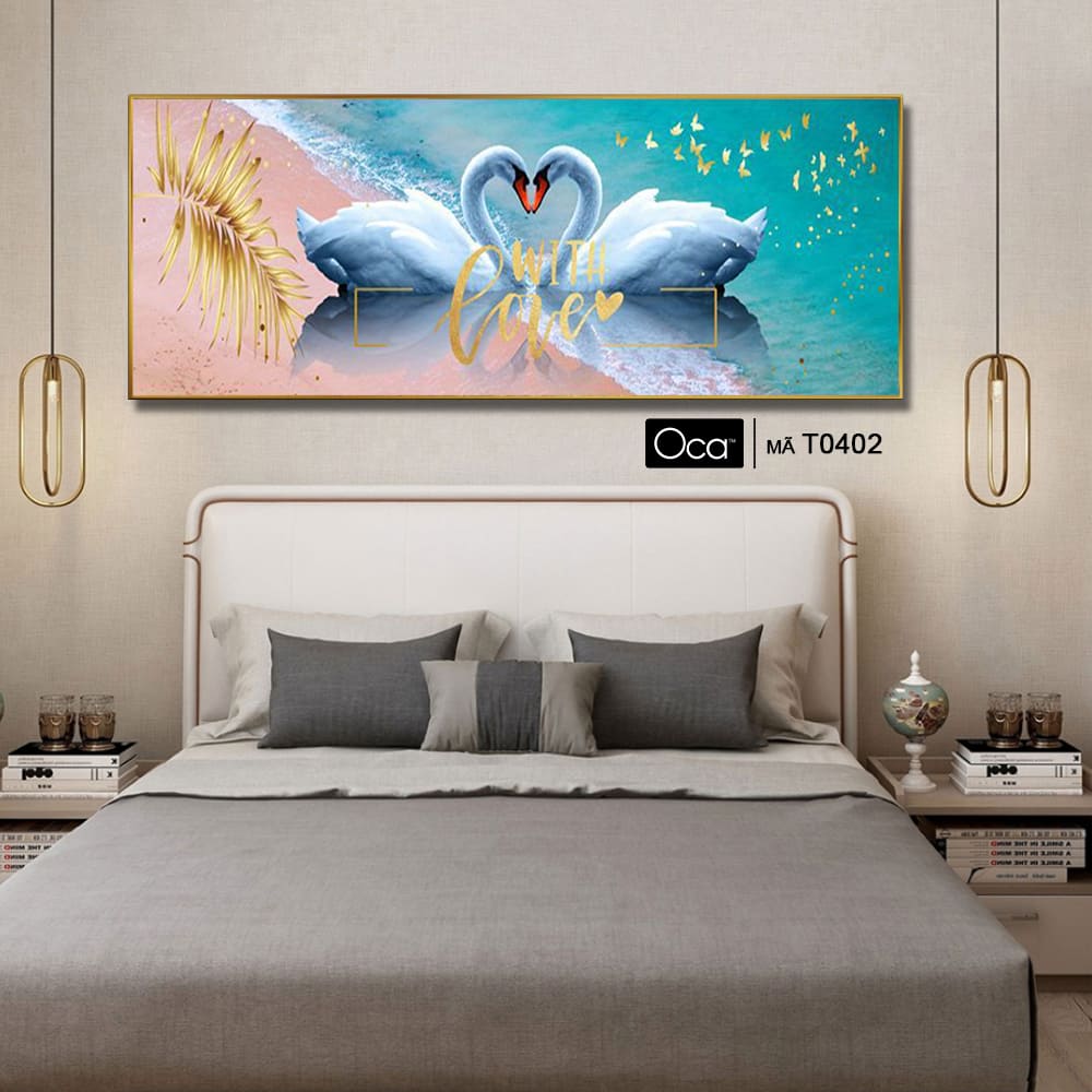 Đôi thiên nga uyên ương | Tranh treo phòng ngủ | Mã T0402 | Oca - Ảnh 4