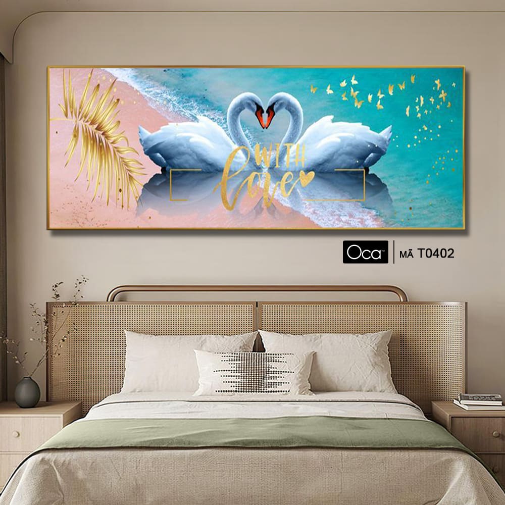 Đôi thiên nga uyên ương | Tranh treo phòng ngủ | Mã T0402 | Oca - Ảnh 3