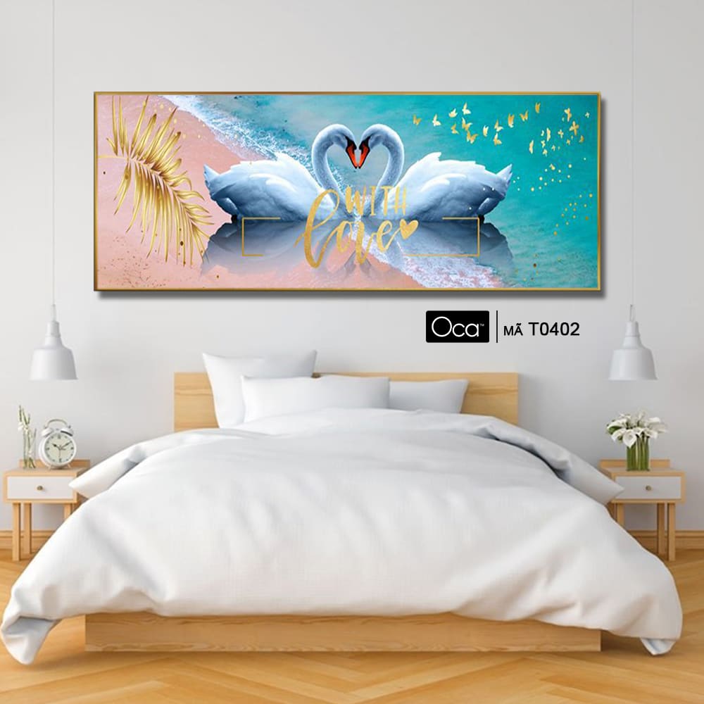 Đôi thiên nga uyên ương | Tranh treo phòng ngủ | Mã T0402 | Oca - Ảnh 2
