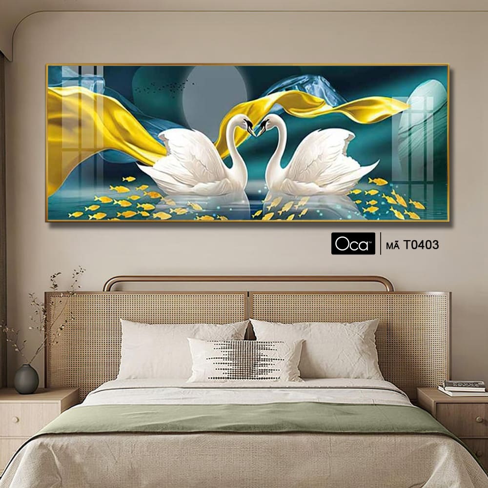 Đôi thiên nga uyên ương | Tranh treo phòng ngủ | Mã T0403 | Oca - Ảnh 3