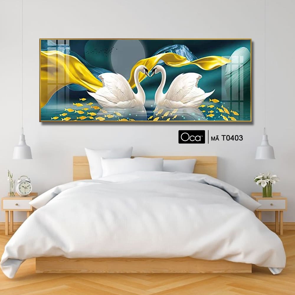 Đôi thiên nga uyên ương | Tranh treo phòng ngủ | Mã T0403 | Oca - Ảnh 2