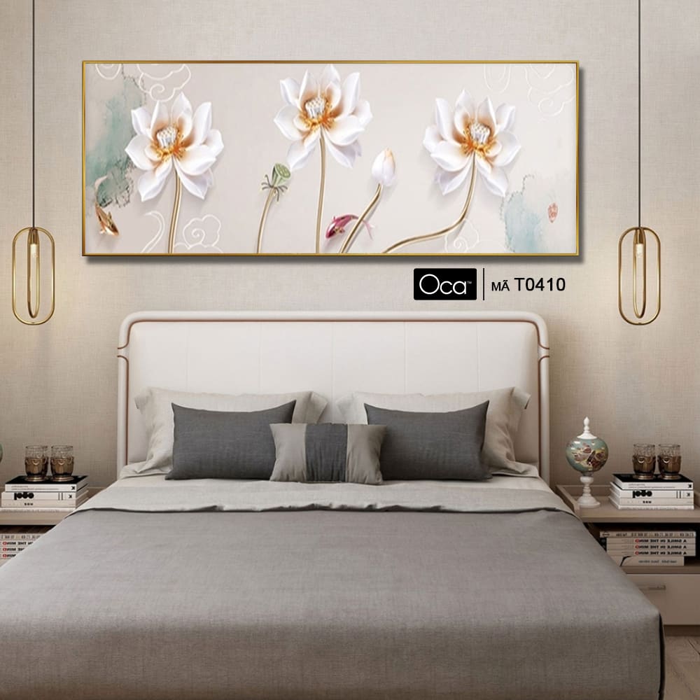 Liên Hoa Khai Phú Quý | Tranh treo phòng ngủ | Mã T0410 | Oca - Ảnh 4