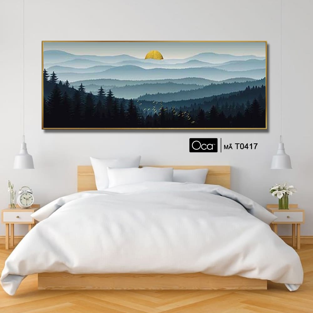 Phong cảnh bình minh trên núi | Tranh treo phòng ngủ | Mã T0417 | Oca - Ảnh 2
