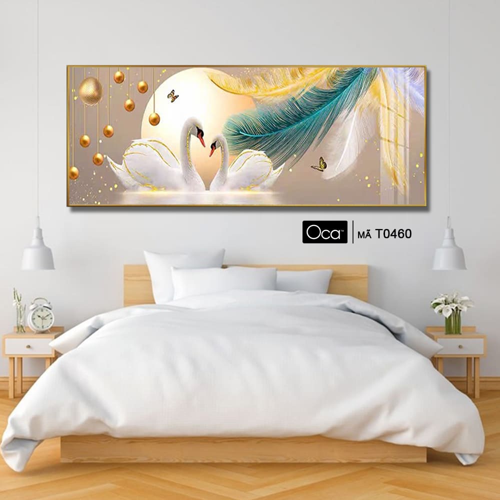 Đôi thiên nga uyên ương | Tranh treo phòng ngủ | Mã T0460 | Oca - Ảnh 2