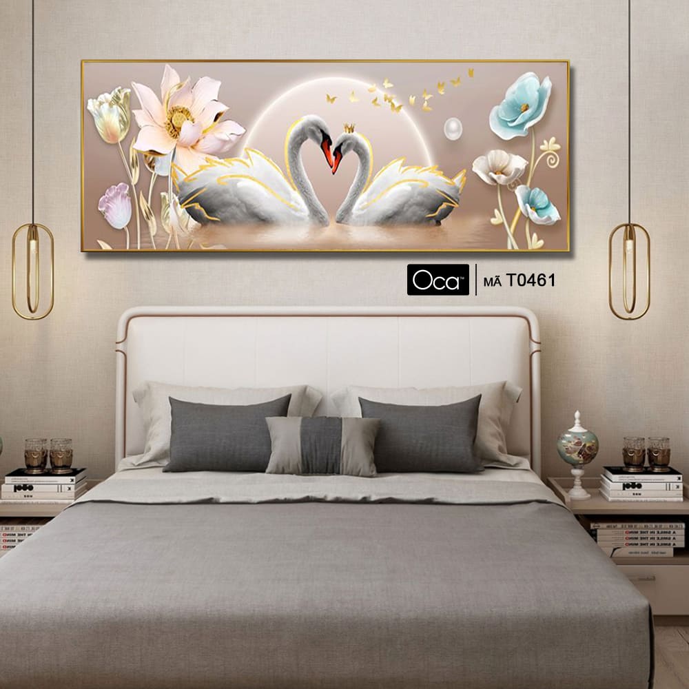 Đôi thiên nga uyên ương | Tranh treo phòng ngủ | Mã T0461 | Oca - Ảnh 4