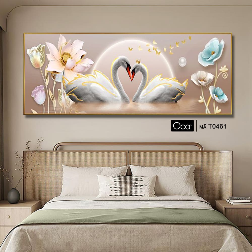 Đôi thiên nga uyên ương | Tranh treo phòng ngủ | Mã T0461 | Oca - Ảnh 2