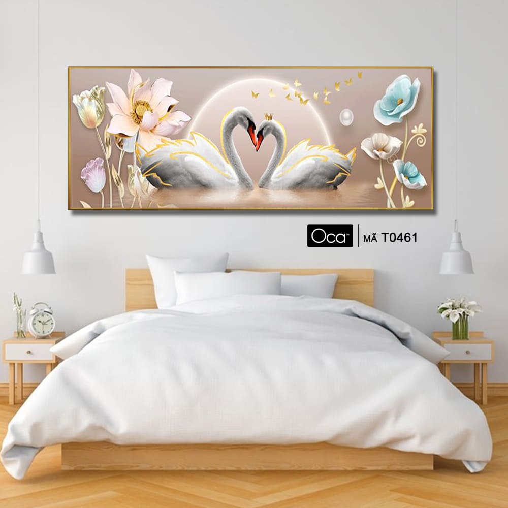 Đôi thiên nga uyên ương | Tranh treo phòng ngủ | Mã T0461 | Oca - Ảnh 3