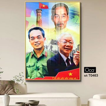 Alternative view of Tấm tranh Bác Hồ - Bác Giáp - Bác Trọng | Khung hợp kim cao cấp | Mã T0463 | Oca
