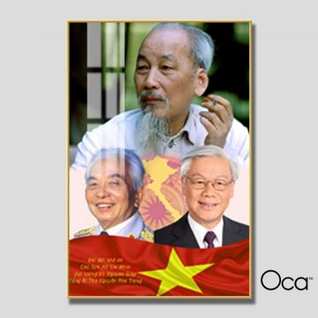Tấm tranh Bác Hồ - Bác Giáp - Bác Trọng | Khung hợp kim cao cấp | Mã T0467 | Oca
