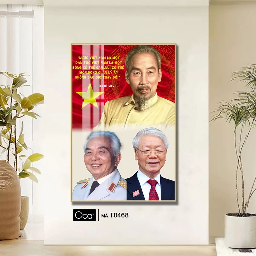 Tấm tranh Bác Hồ - Bác Giáp - Bác Trọng | Khung hợp kim cao cấp | Mã T0468 | Oca - Ảnh 3