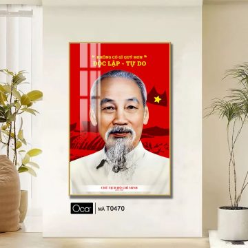 Alternative view of Tranh chân dung Chủ tịch Hồ Chí Minh | Khung hợp kim cao cấp | Mã T0470 | Oca