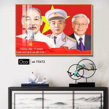 Alternative view of Tấm tranh Bác Hồ - Bác Giáp - Bác Trọng | Khung hợp kim cao cấp | Mã T0472 | Oca