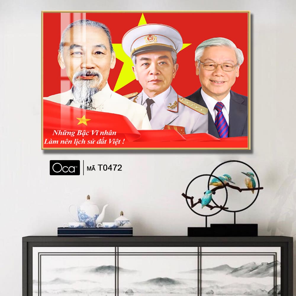Tấm tranh Bác Hồ - Bác Giáp - Bác Trọng | Khung hợp kim cao cấp | Mã T0472 | Oca - Ảnh 2