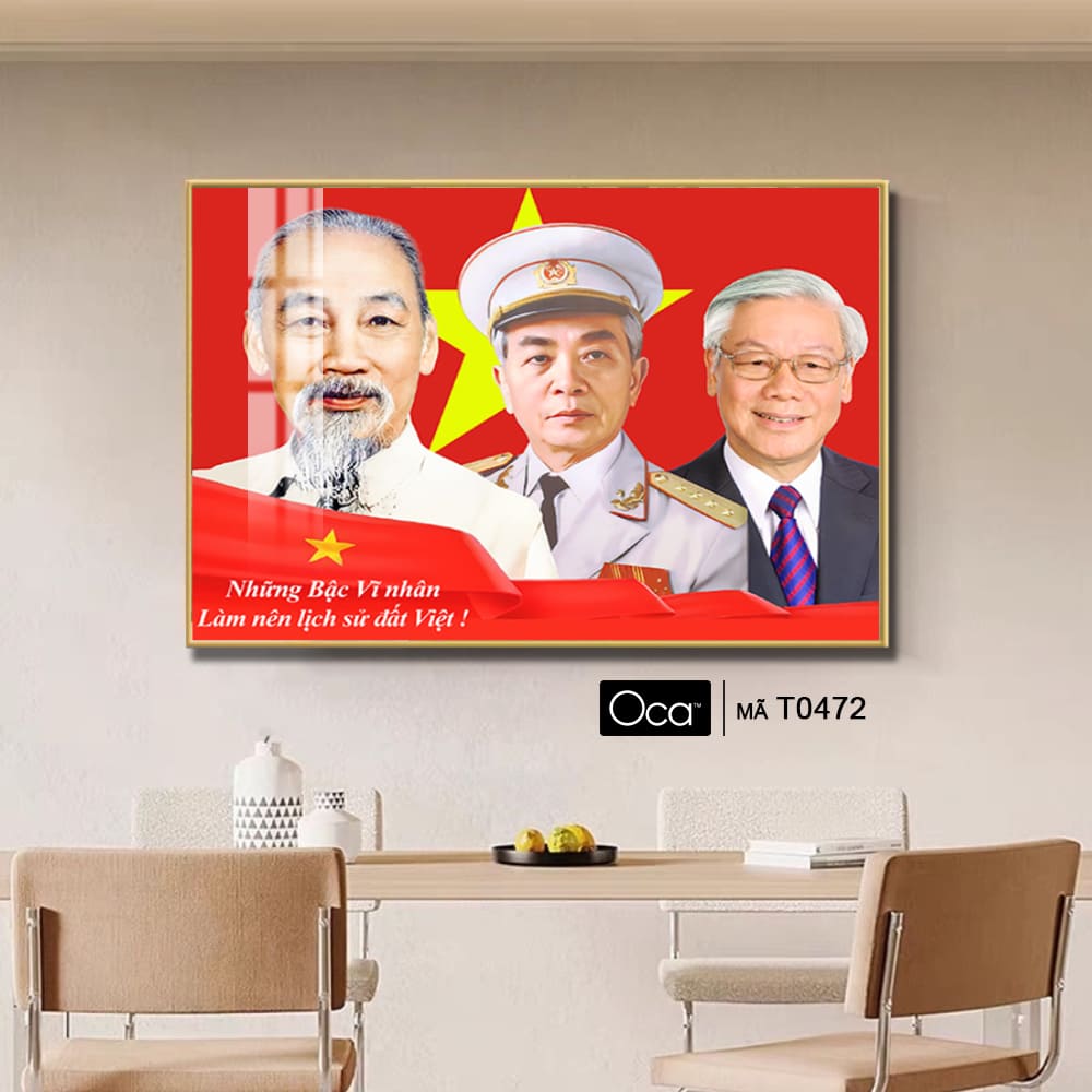 Tấm tranh Bác Hồ - Bác Giáp - Bác Trọng | Khung hợp kim cao cấp | Mã T0472 | Oca - Ảnh 4