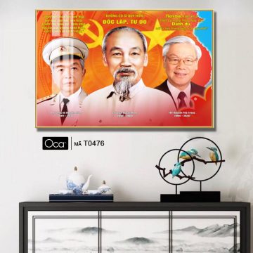Alternative view of Tấm tranh Bác Hồ - Bác Giáp - Bác Trọng | Khung hợp kim cao cấp | Mã T0476 | Oca