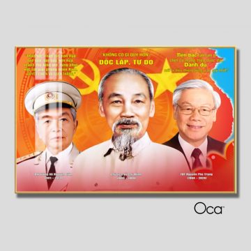 Tấm tranh Bác Hồ - Bác Giáp - Bác Trọng | Khung hợp kim cao cấp | Mã T0476 | Oca