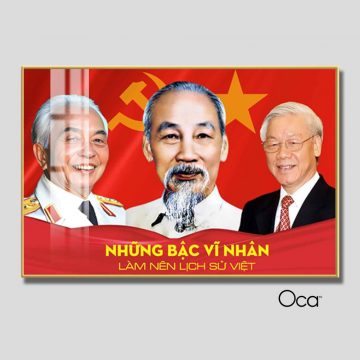 Tấm tranh Bác Hồ - Bác Giáp - Bác Trọng | Khung hợp kim cao cấp | Mã T0479 | Oca