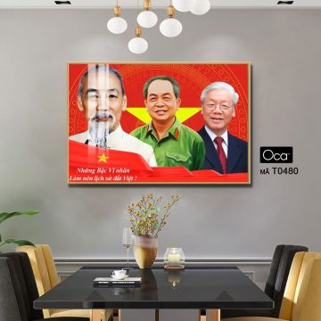 Alternative view of Tấm tranh Bác Hồ - Bác Giáp - Bác Trọng | Khung hợp kim cao cấp | Mã T0480 | Oca