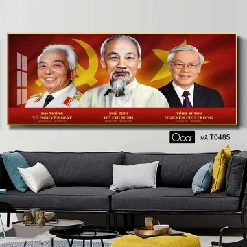 Alternative view of Tấm tranh Bác Hồ - Bác Giáp - Bác Trọng | Khung hợp kim cao cấp | Mã T0485 | Oca