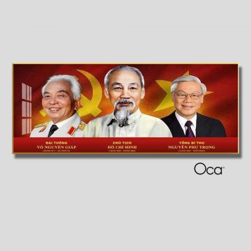 Tấm tranh Bác Hồ - Bác Giáp - Bác Trọng | Khung hợp kim cao cấp | Mã T0485 | Oca